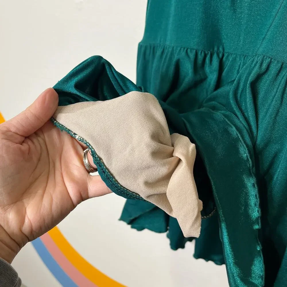 Vintage 60s 70s Roxanne Skirted One Piece Swimsuit Green‎ 12/34C Modest